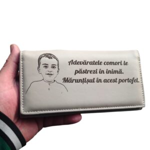 portofel dama personalizat Beige Maruntisul