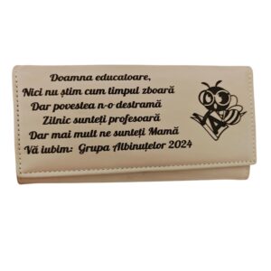 portofel dama personalizat beige Albinutele