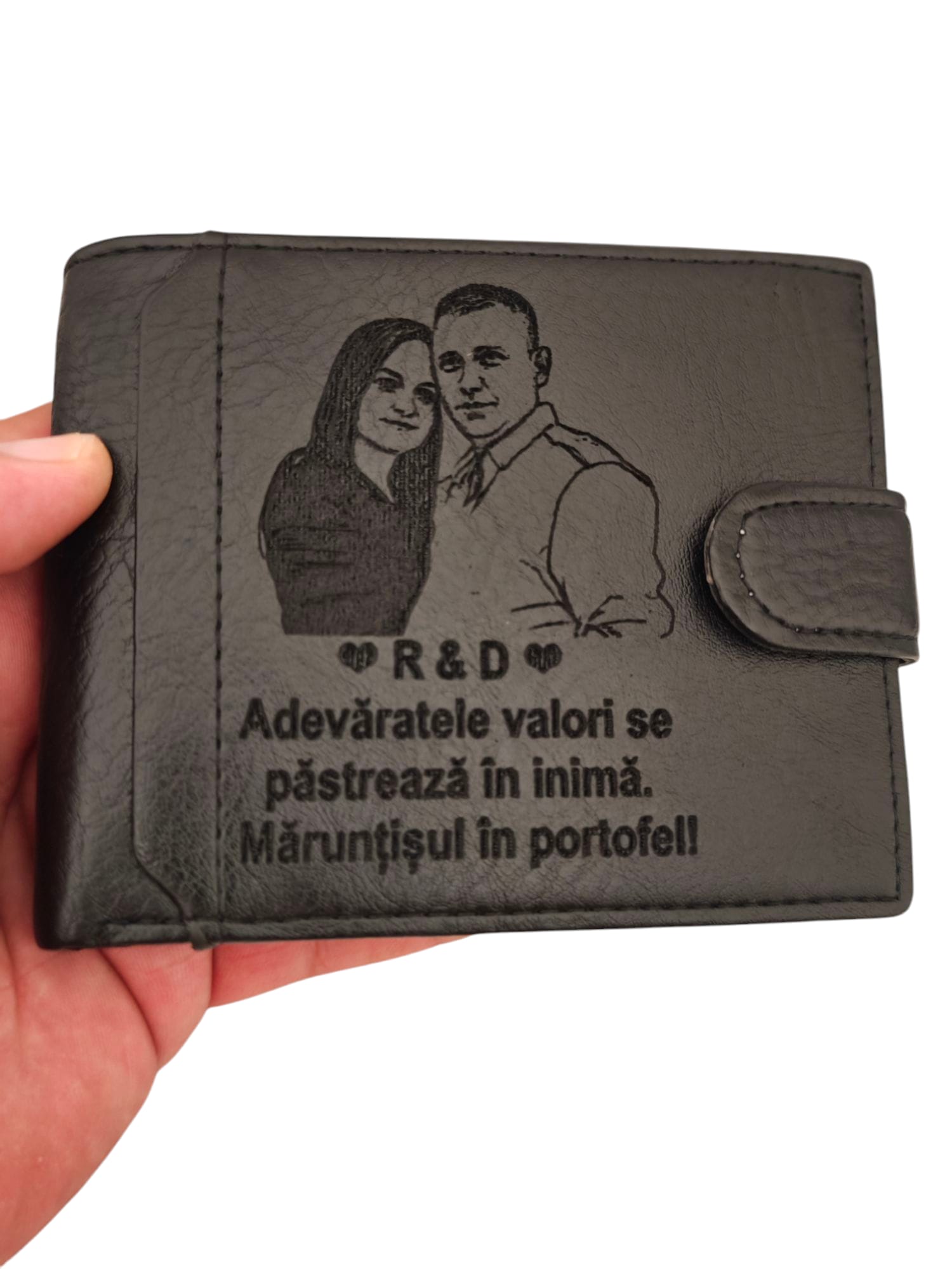 portofel negru cu capsa Valori