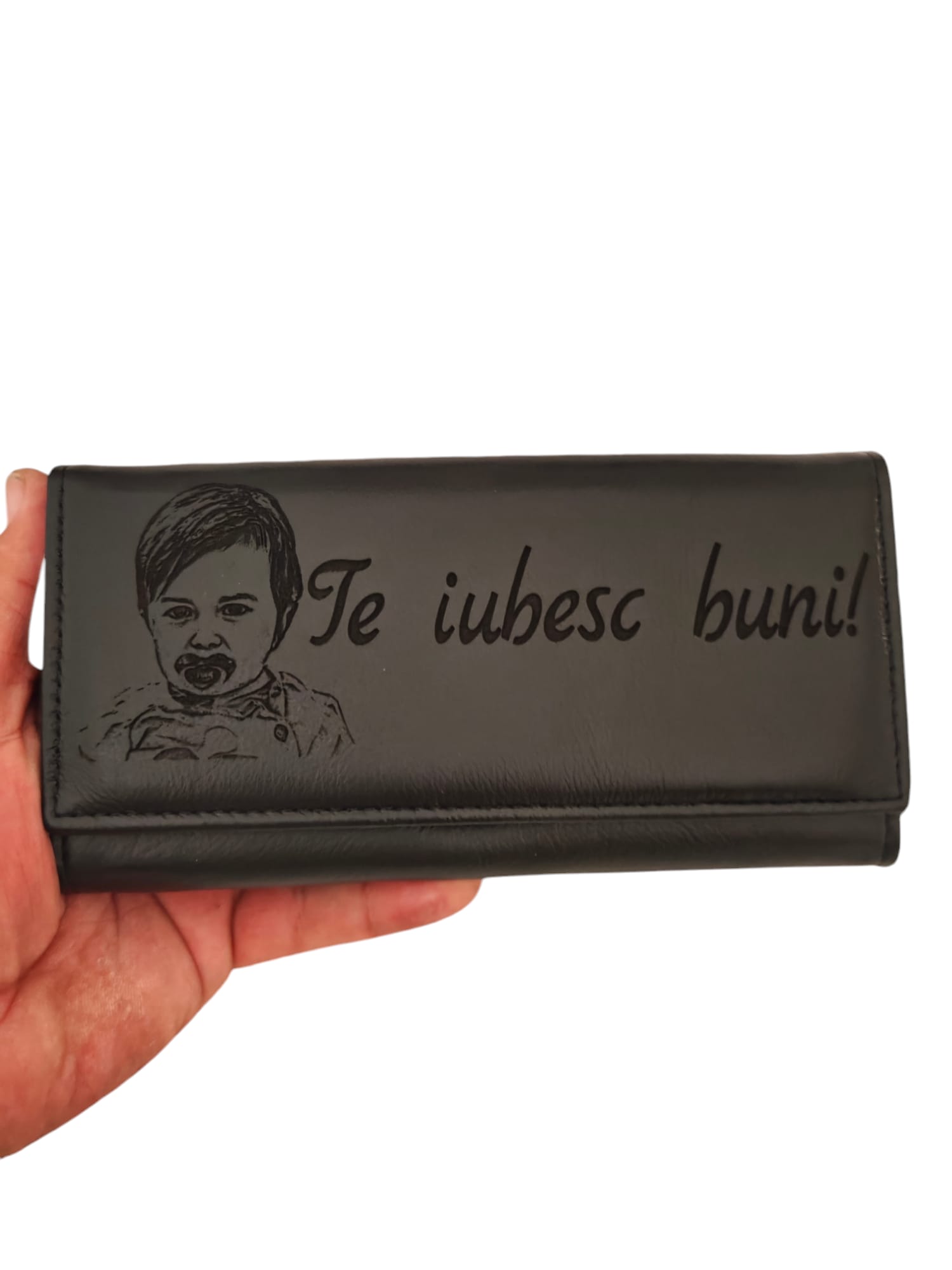 cadou portofel dama piele naturala negru