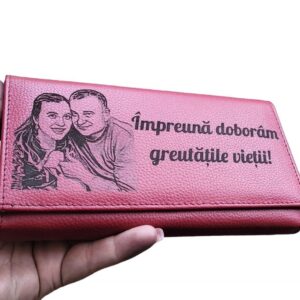 Portofel personalizat dama piele naturala.Impreuna doboram greutatile