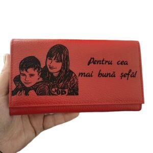 portofel dama piele naturala rosu Pentru cea mai buna sefa