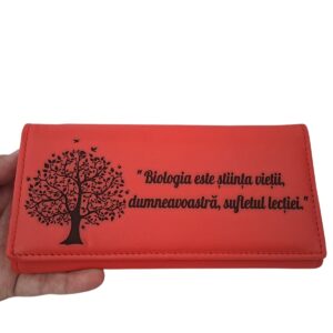 portofel  profesor personalizat  dama rosu Biologia