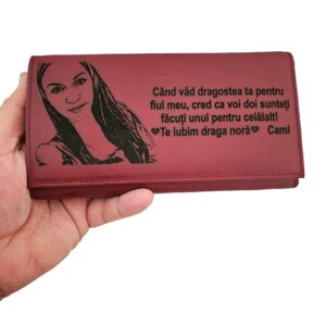portofel dama piele naturala rosu Te iubim draga nora
