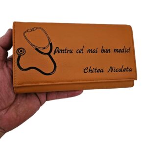 Portofel dama piele naturala orange Pentru cel mai bun medic