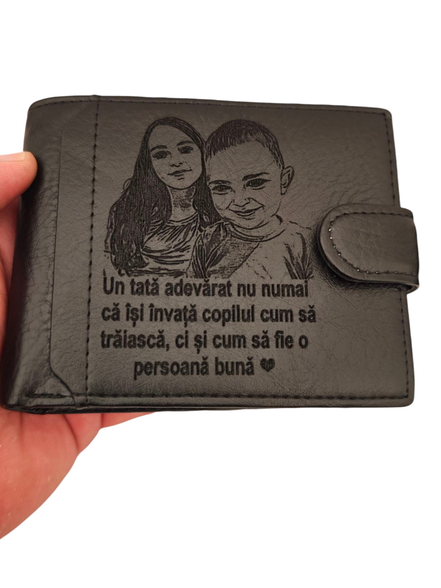 portofel personalizat negru cu capsa Un tata