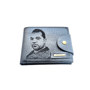 Portofel Personalizat cu poza e3, barbati, piele , cu capsa, negru