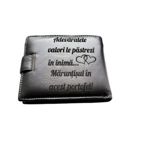 Portofel Personalizat 'Adevaratele valori', barbati, piele naturala , maro