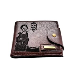 Portofel Personalizat cu poza e9, barbati, piele , cu capsa, maro