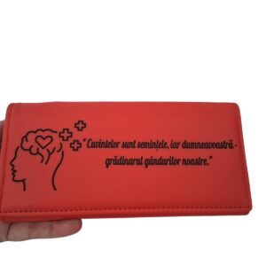portofel personalizat dama rosu Gradinarul