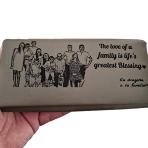 portofel dama gri personalizat text limba engleza.