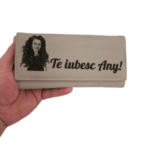 portofel dama gri piele naturala Te iubesc
