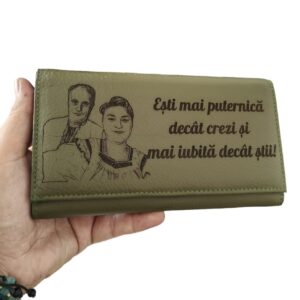 portofel dama verde piele naturala Esti mai Puternica