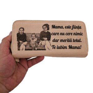 portofel dama piele naturala rose 2 fermoare